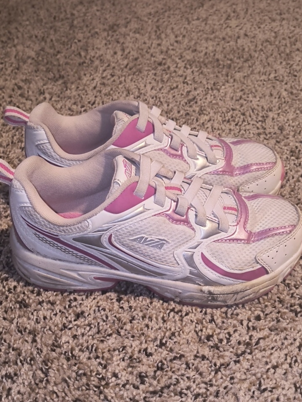 Girls White and Pink Athletic Sneakers - Lightweight Everyday Trainers